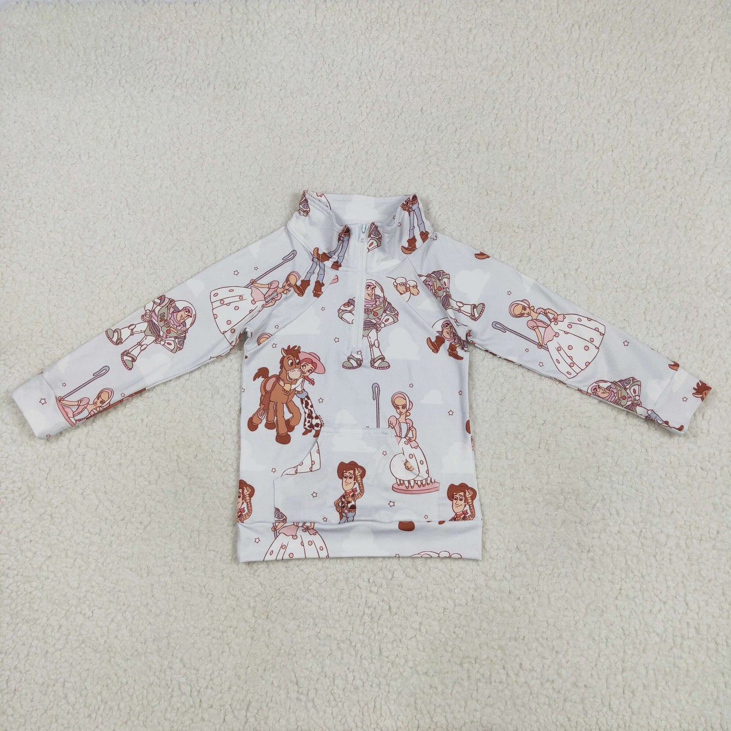 Baby Girl Long Sleeves Toys Zipper Pocket Cartoon Shirt Tops RTS