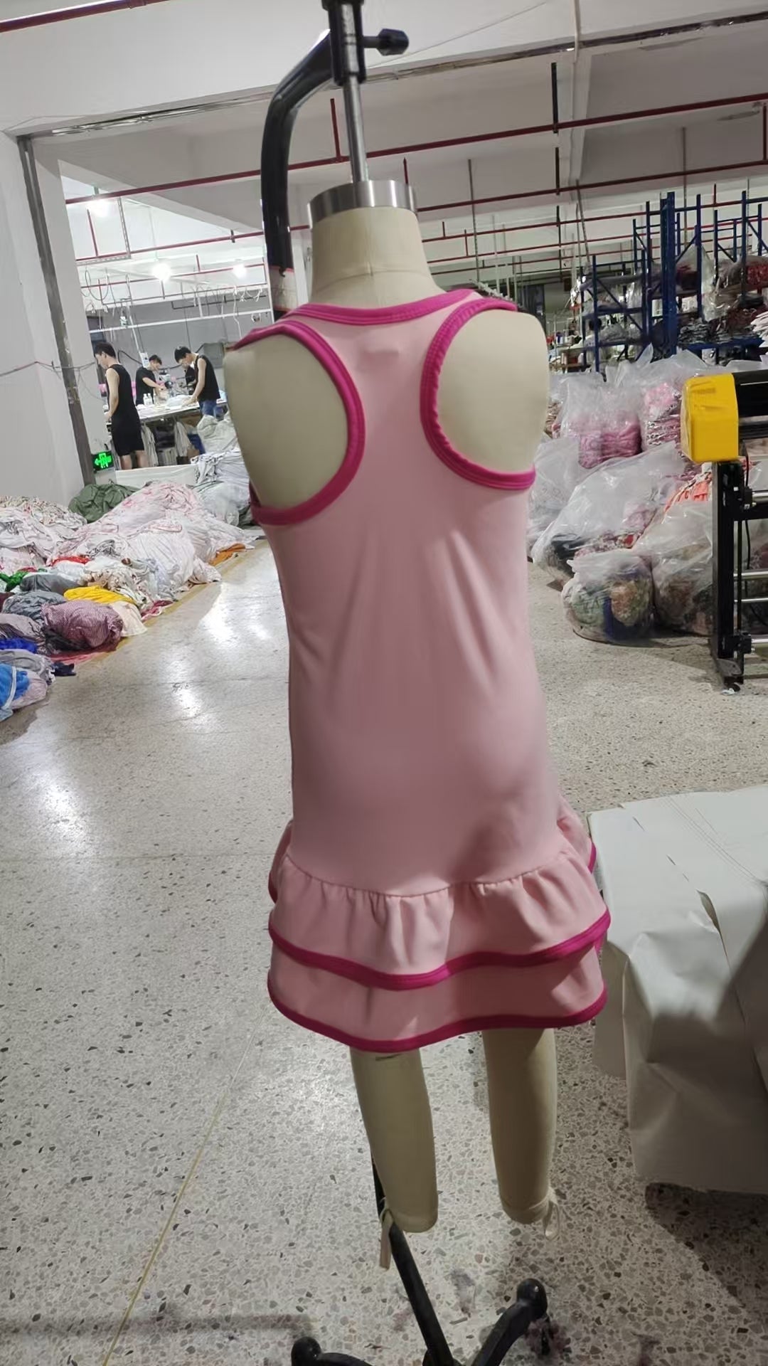 Baby Girl Sleeveless Yoga Active Pink Ruffle Knee Length Dress RTS