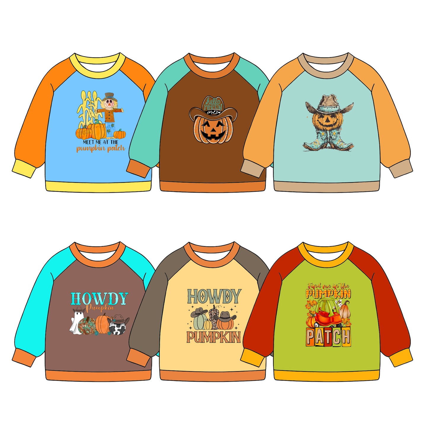 ( Moq 5 Each Style ) Sibling Baby Boys Kids Long Sleeves Pumpkins Halloween Shirts Clothes
