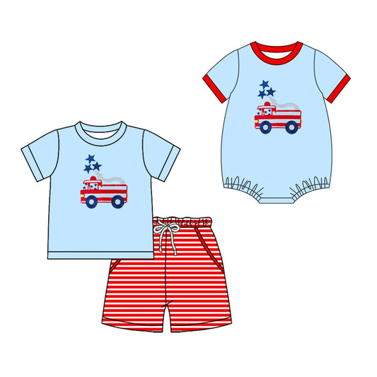 ( Moq 5 Each Style ) Sibling Baby Boys Kids Shirt Shorts 4th of July Set Romper