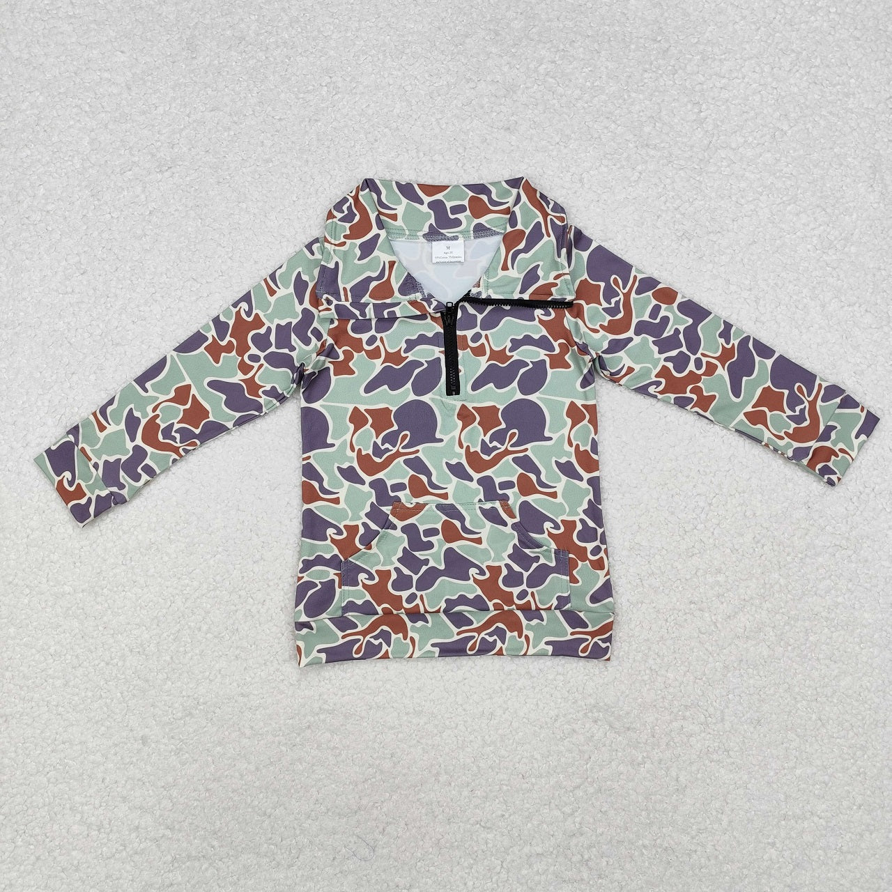 1-6 Sibling Boys Kids Long Sleeves Camo Pockets Zipper Shirt Pullover Tops Clothes RTS