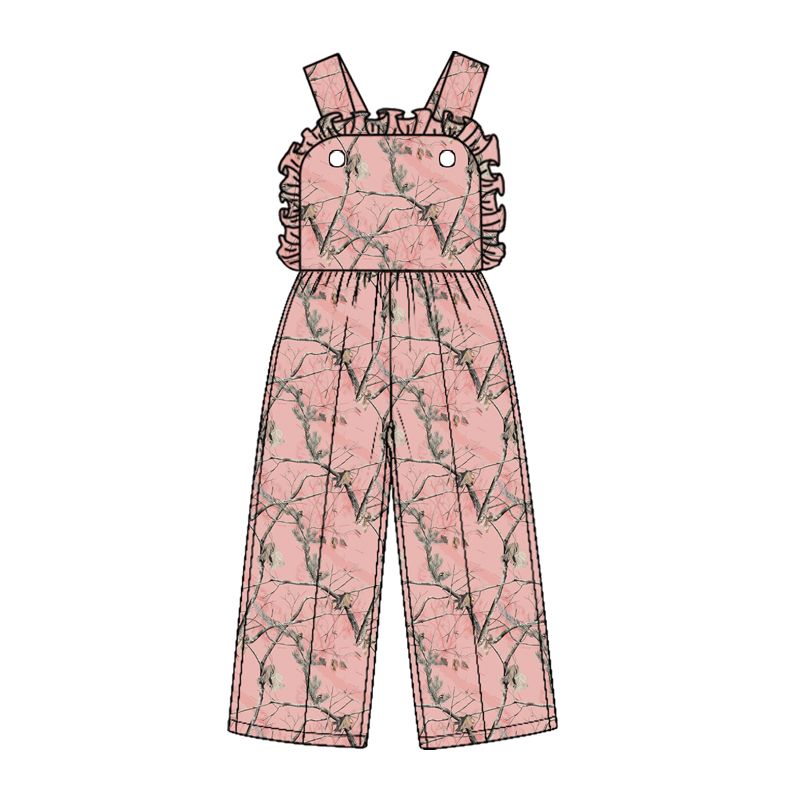 ( Moq 5 ) Preorder Baby Girl Kids Sleeveless Leaves Pants Jumpsuit Camo Clothes