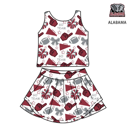 ( Moq 5 ) Baby Girl Toddler Sleeveless Football Team Bows Cheer Tops Elephant Skort Set 6.7