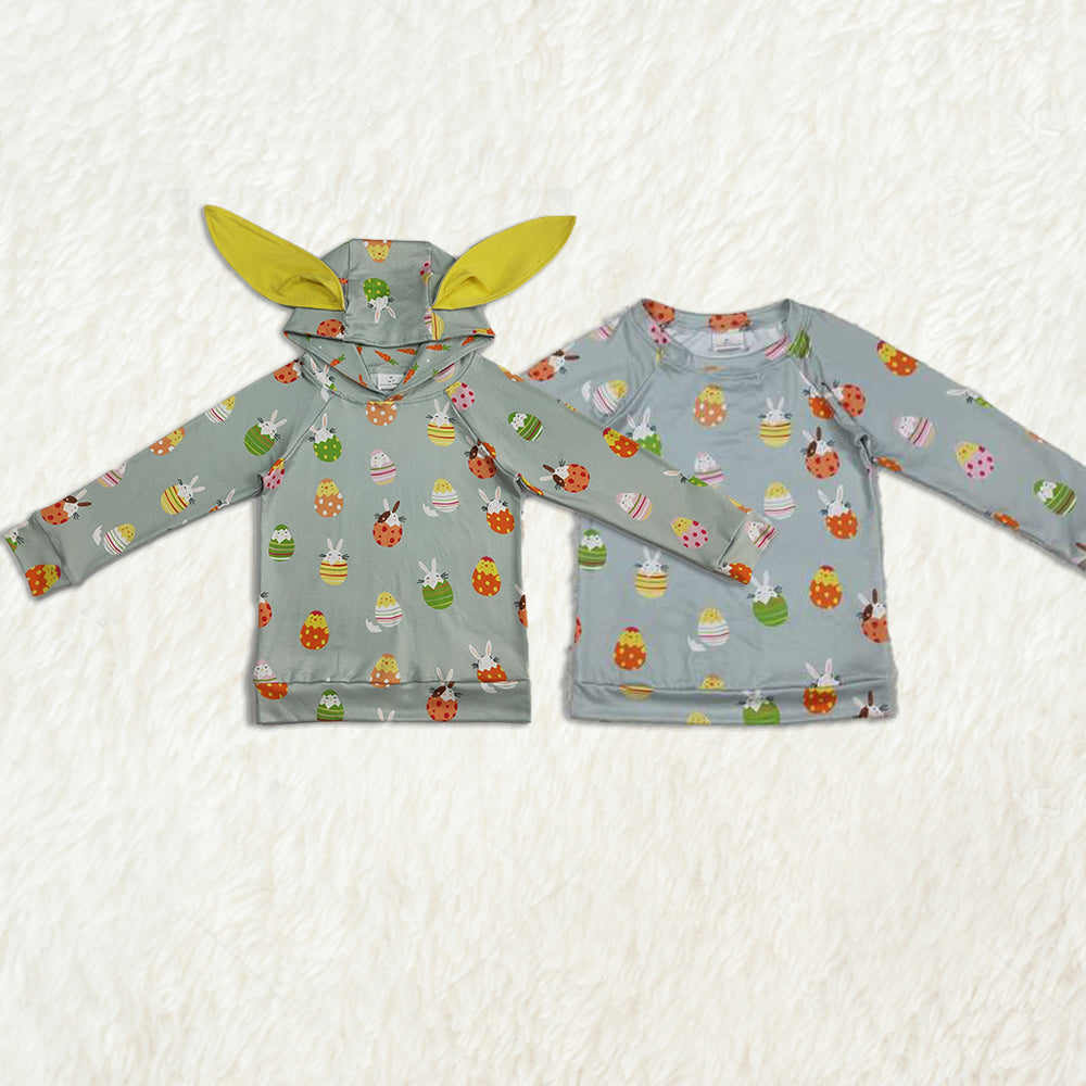 Baby Girl Long Sleeves Rabbits Eggs Sibling Shirt Tops RTS