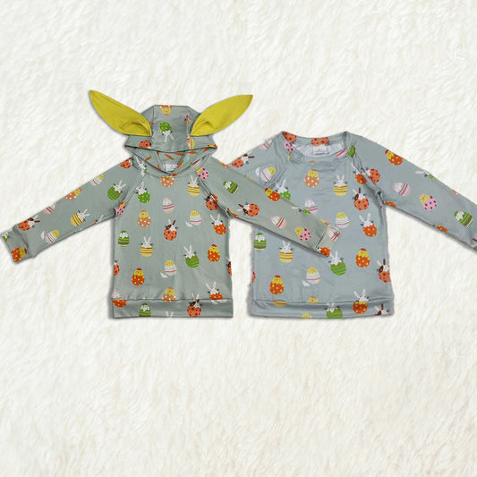 Baby Girl Long Sleeves Rabbits Eggs Sibling Shirt Tops RTS