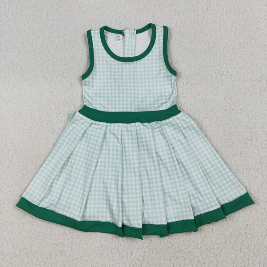 Baby Girl Sleeveless Green Plaid Ruffle Shorts Yoga Active Dress RTS