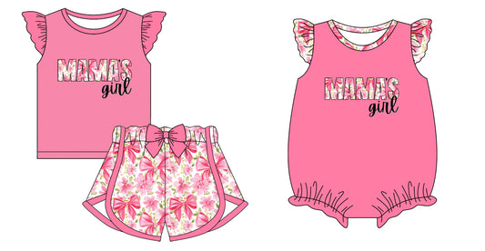 Baby Toddler Short Sleeves Mama's Girl Flower Bows Sibling Romper Clothes Set ( Moq 5 Each style ) 12.4