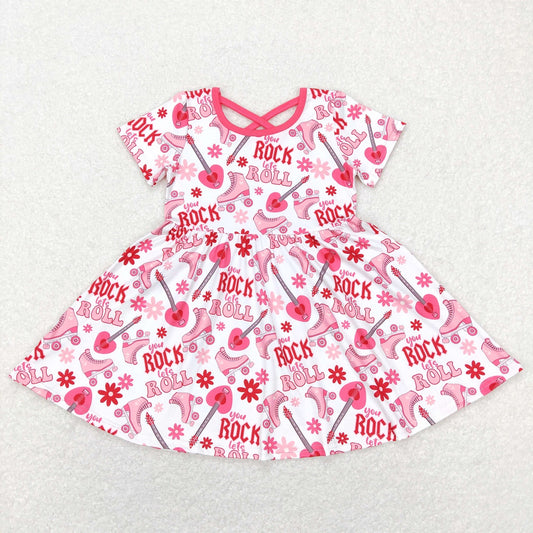 GSD0624 Baby Girl Short Sleeves Music Guitar Dress