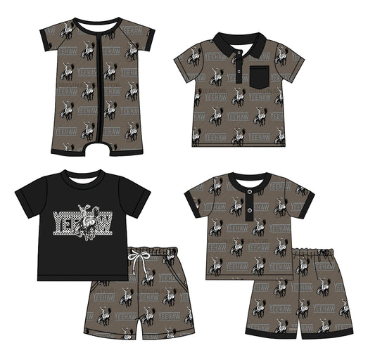 Baby Boy Short Sleeves Western Sibling Romper Shirt Set ( Moq 5 Each Style ) 2.10