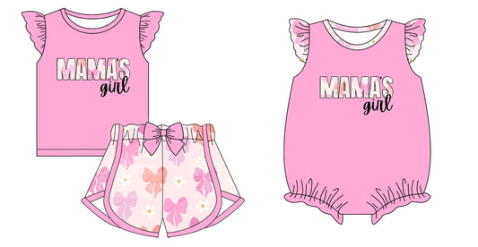 Baby Toddler Short Sleeves Mama's Girl Bows Flower Sibling Romper Clothes Set ( Moq 5 Each style ) 12.4