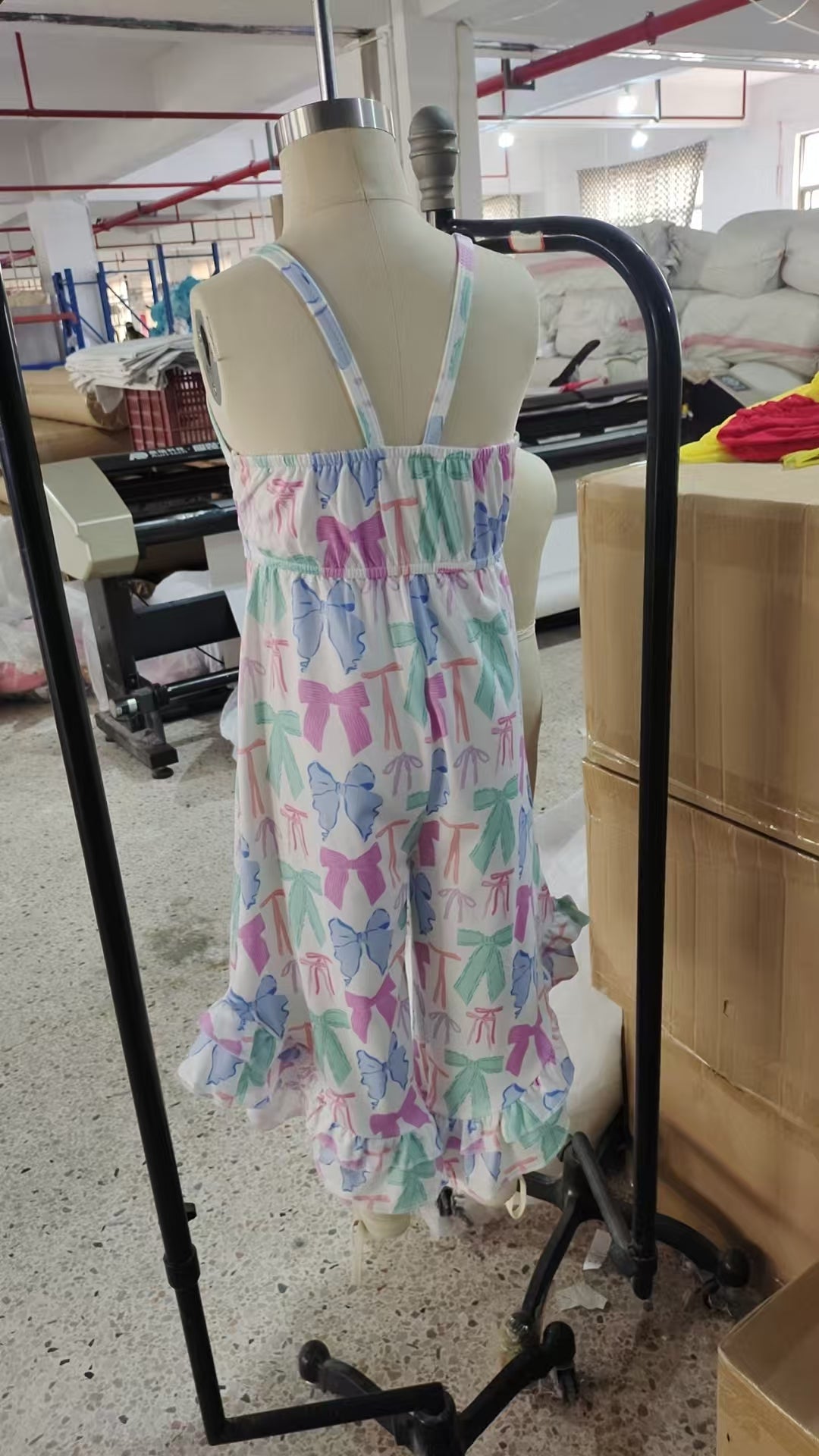 Baby Girl Straps Colorful Bows Blue Ruffle Pants Jumpsuit RTS