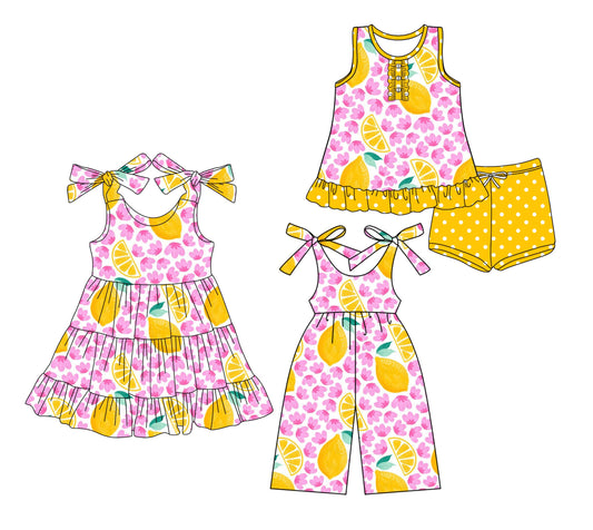Baby Girl Lemons Flower Sibling Jumpsuit Dress Set ( Moq 5 Each Style ) 3.17