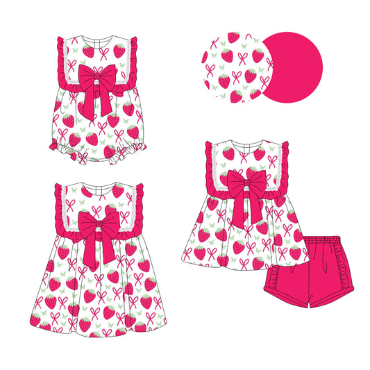 Baby Girl Strawberry Bows Sibling Romper Dress Set ( Moq 5 Each Style ) 3.17