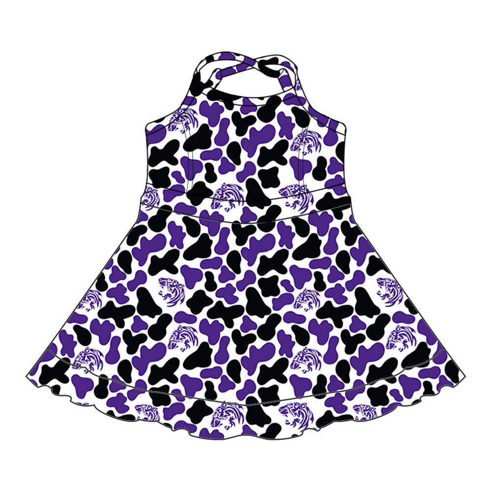 ( Moq 5 each style ) Baby Boy Girl Team Sibling Shirt Tigers Camo Purple Jumpsuit Dress Set 8.6