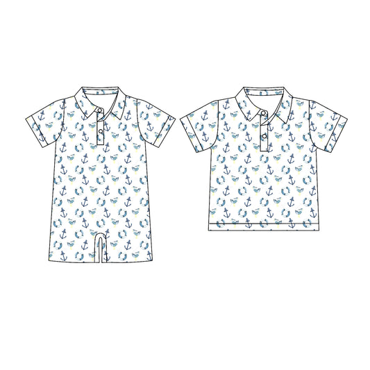 ( Moq 5 Each Style ) Baby Boys Kids Short Sleeves Buttons Sibling Shirt Set Clothes