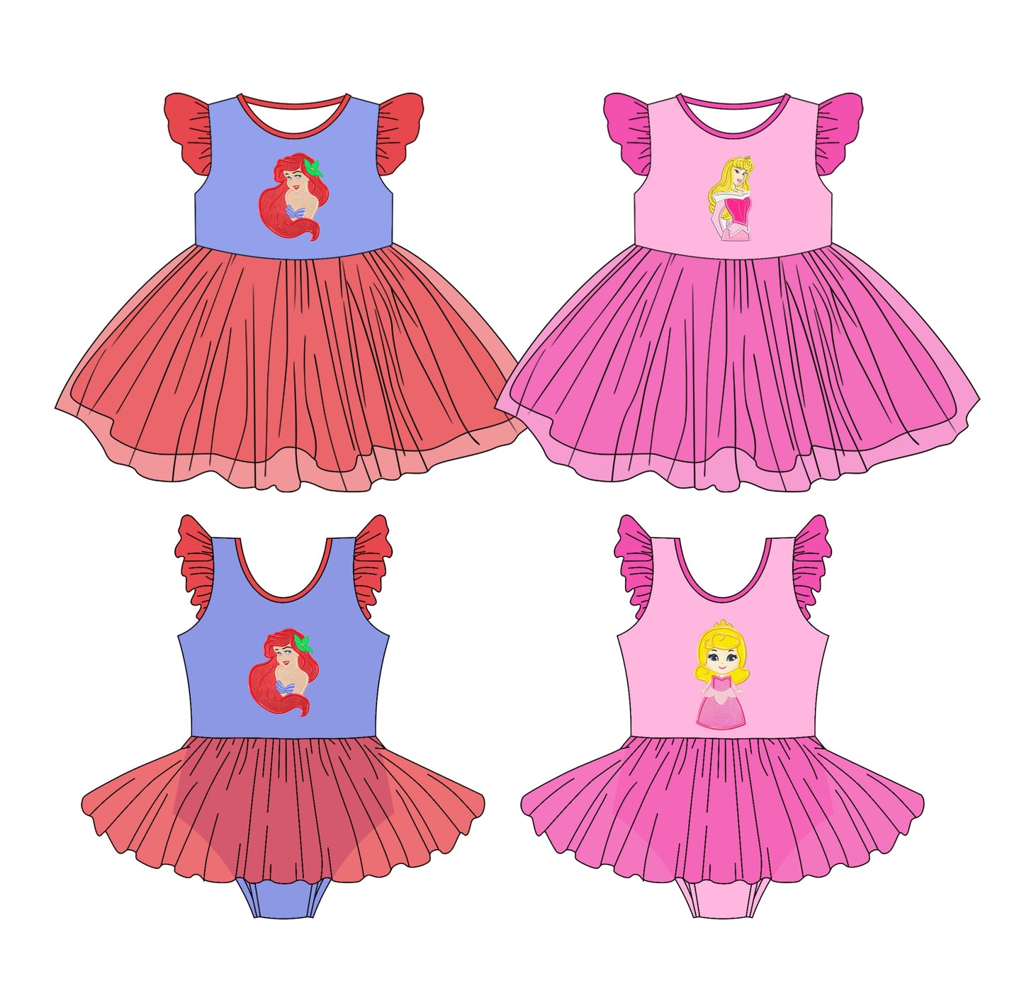 Baby Girl Short Sleeves Princess Sibling Tulle Romper Dress ( Moq 5 Each Style ) 3.11