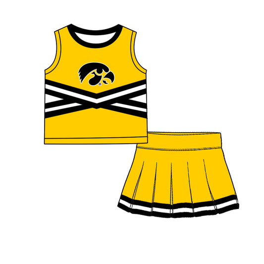 ( Moq 5 ) Baby Girls Kids Sleeveless Vest Skirt Shots Team Set Clothes