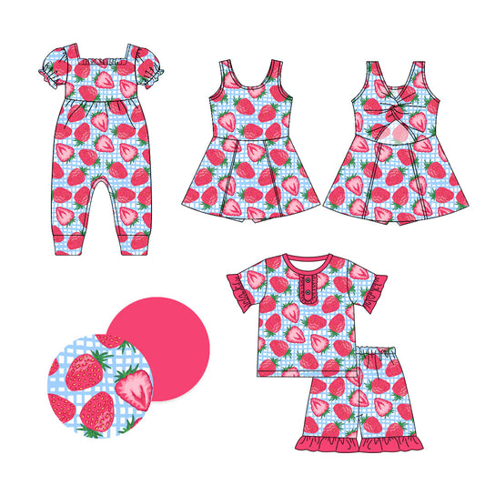 Baby Girl Strawberry Checked Sibling Dress Romper Set ( Moq 5 Each Style ) 1.4