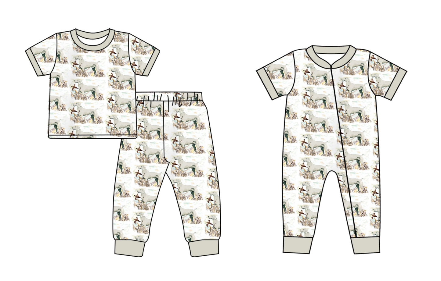 Baby Boy Short Sleeves Ducks Sibling Romper Clothes Set ( Moq 5 Each Design )11.27