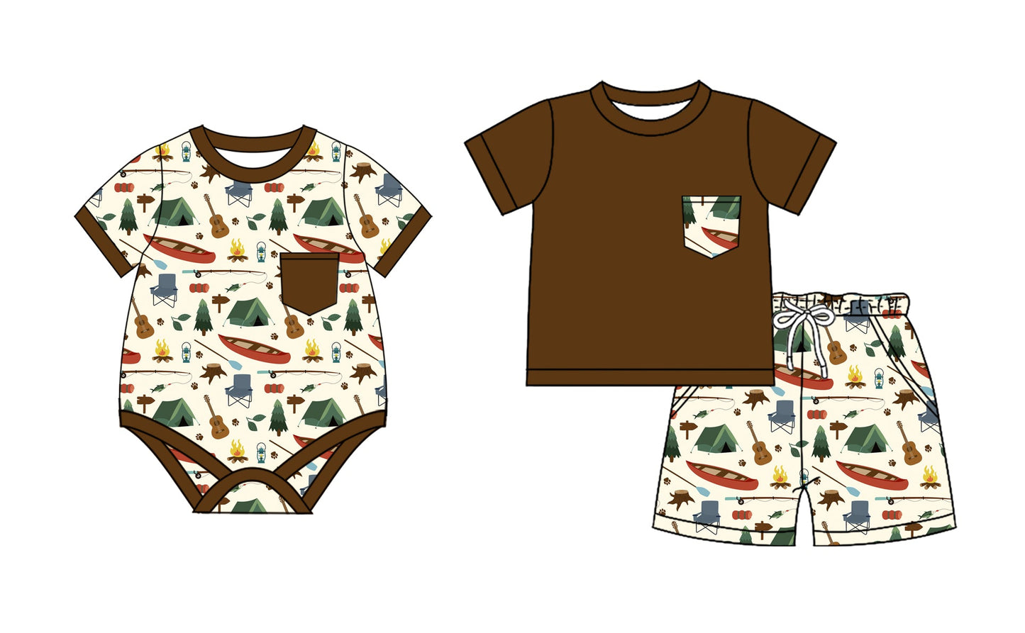 Baby Boy Short Sleeves Camping Sibling Romper Set ( Moq 5 Each Style ) 2.14