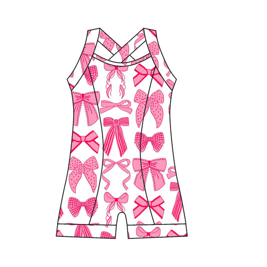 ( Moq 10 ) Baby Girl Straps Pink Bows Activity Wear Yoga Jumpsuit