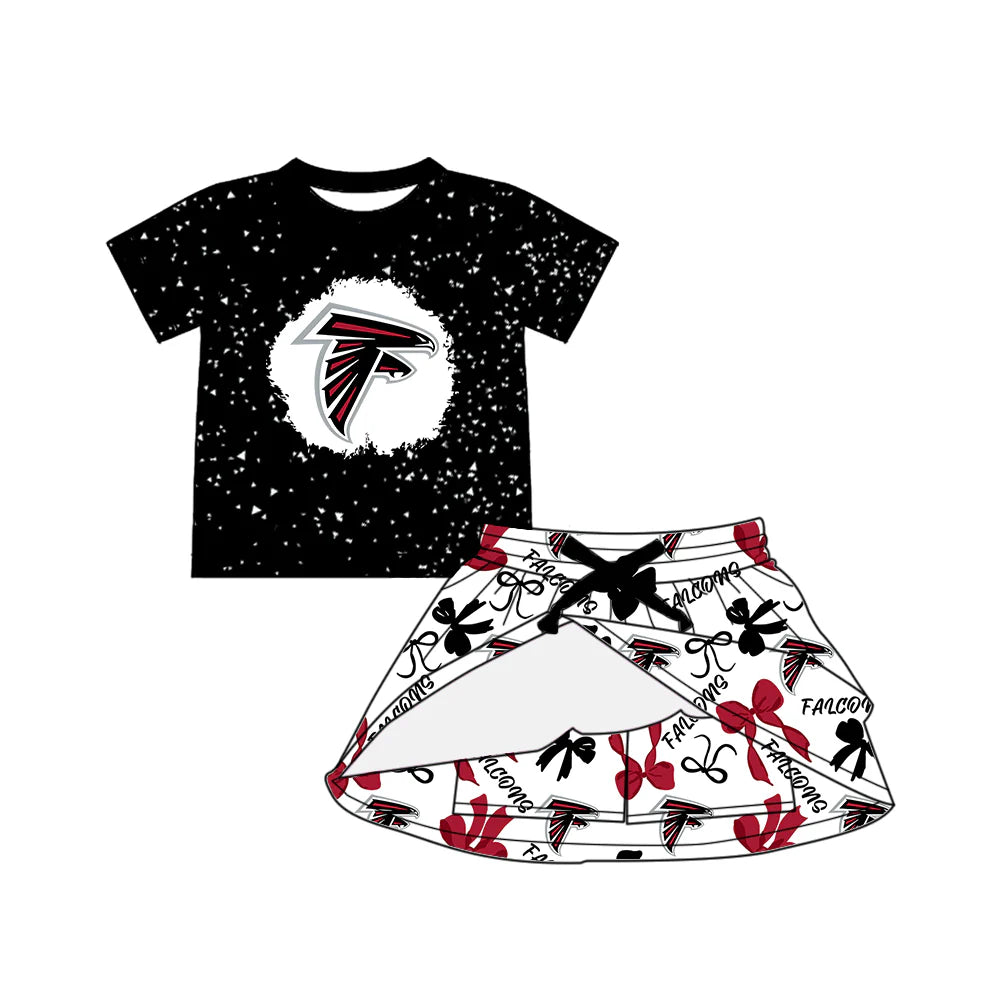( Moq 5 each style ) Baby Girl Toddler Team Bird Bows Sibling Skort Dress Set 6.5