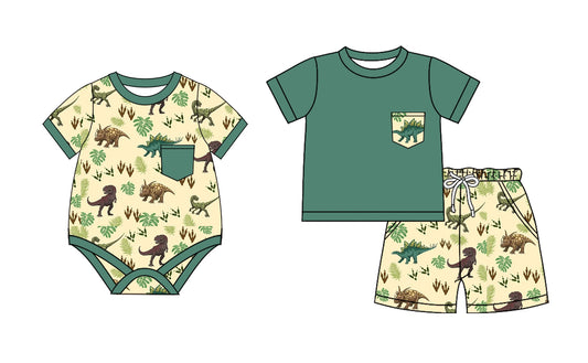 Baby Boy Short Sleeves Dinosaurs Sibling Romper Set ( Moq 5 Each Style ) 2.12