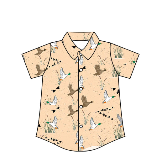 ( Moq 5 ) Baby Boys Short Sleeves Ducks Button Shirt Tops