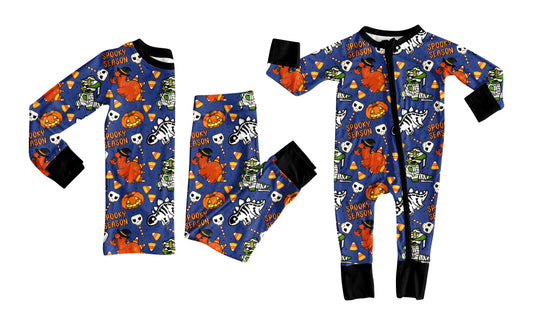 ( Moq 5 Each Style ) Baby Boy Toddler Dinosaurs Pumpkins Halloween Sibling Pajamas Romper Set