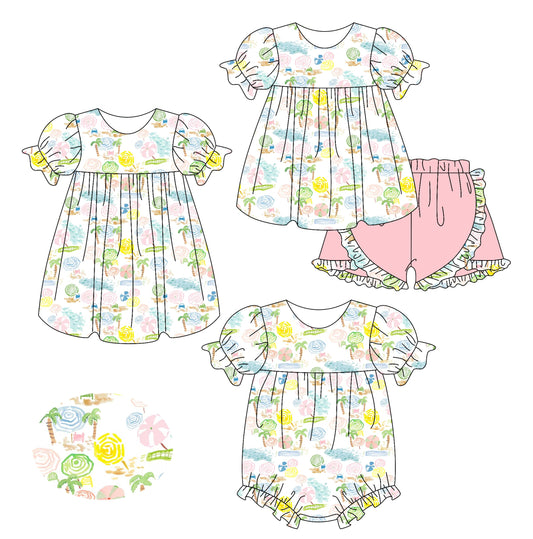Baby Girl Short Sleeves Beach Sibling Romper Dress Set ( Moq 5 Each Style ) 2.17