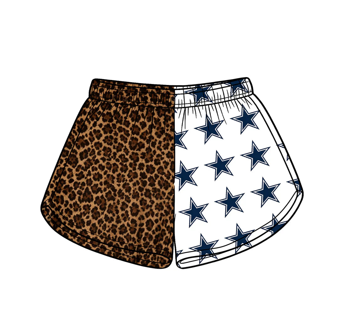 ( Moq 5 ) Baby Girls Kids Stars Leopard Team Shorts Summer Clothes
