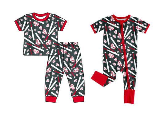 Baby Kids Short Sleeves Baseball Hearts Sibling Romper Clothes Set ( Moq 5 Each Design )11.30