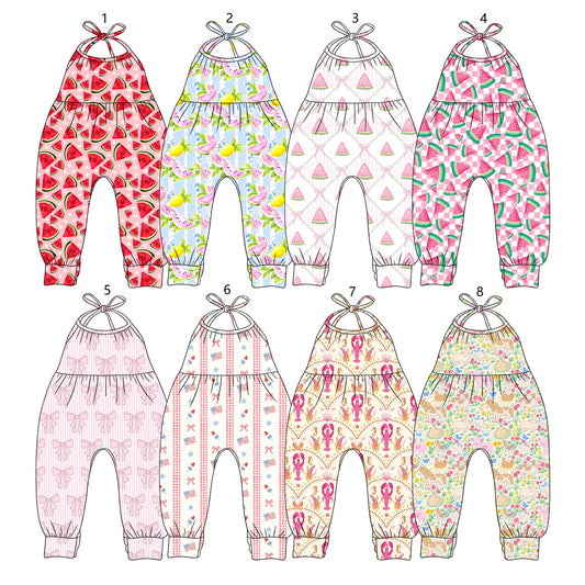 ( Moq 5 Each Style ) Sibling Baby Girls Toddler Halter Summer Jumpsuits