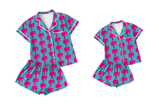 Baby Girl Adult Women Pink Doll Sibling Pajamas Set ( Moq 5 Each Style ) 1.14