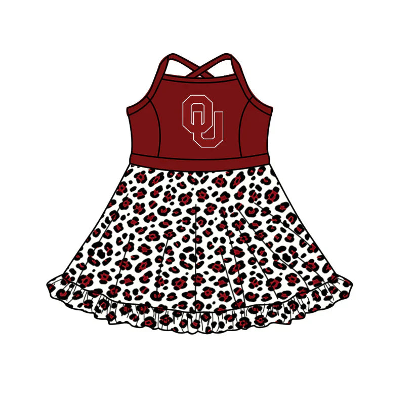 ( Moq 5 ) Sibling Baby Girls Kids OU Leopard Built-in Shorts Team Ruffle Dress Clothes