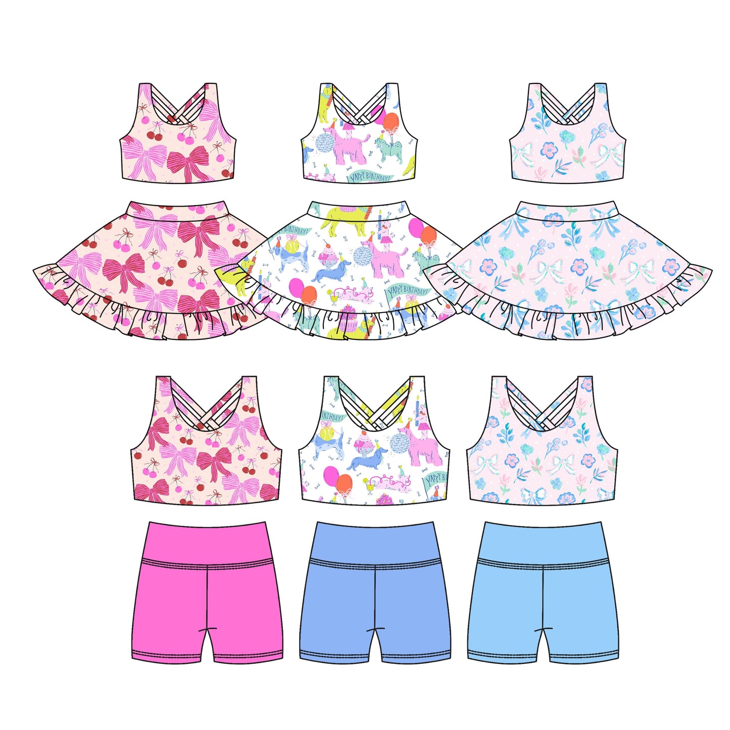 Baby Girl Sleeveless Flower Bows Sibling Dress Set ( Moq 5 Each Style ) 3.18