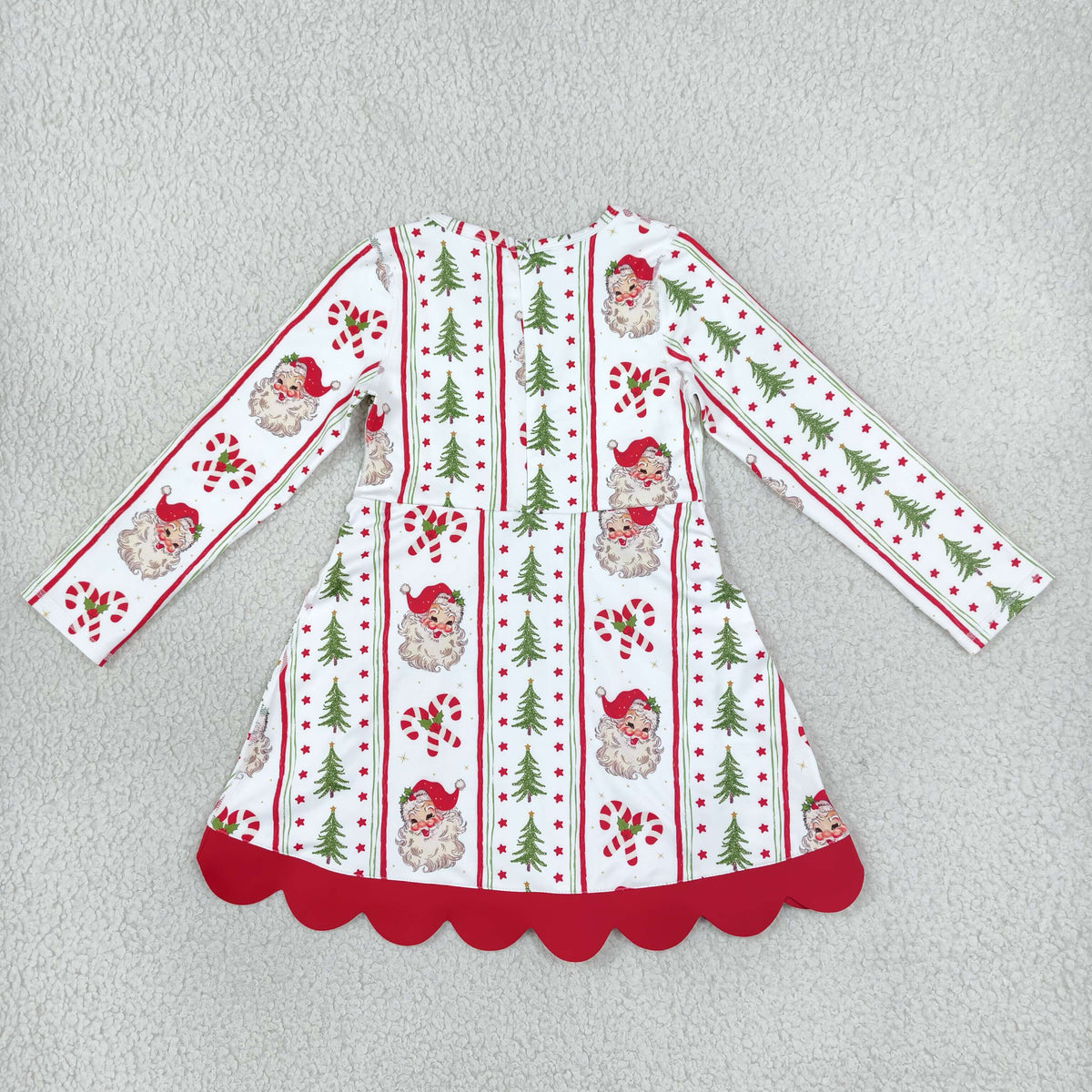 Baby Girls Kids Long Sleeves Christmas Santa Bows Scallop Dress Yoga Active Clothes RTS