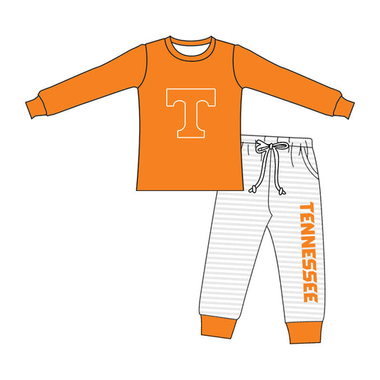 Baby Boy Long Sleeves T Team Orange Shirt Pockets Pants Clothes Set ( Moq 5 )