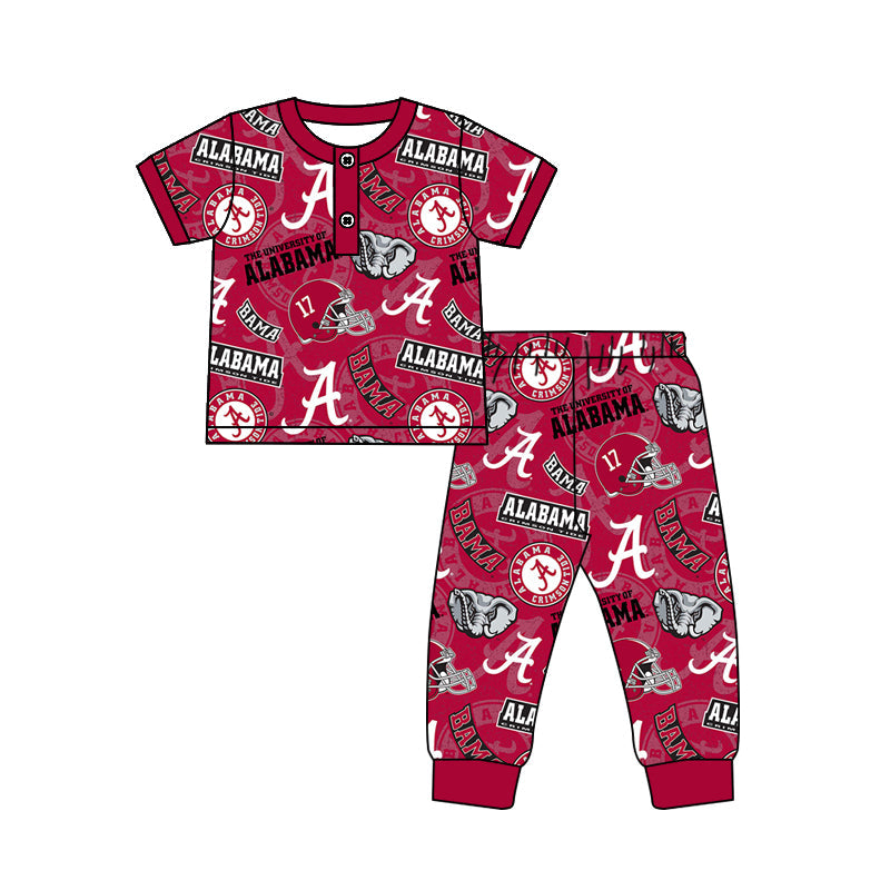 Baby Boy Short Sleeves Elephant Team Shirt Pants Pajamas Set Moq 5