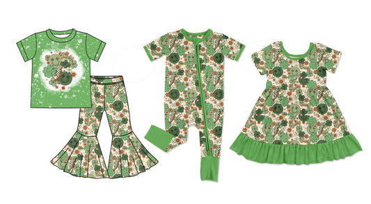 Baby Girl Short Sleeves St Patrick Smile Sibling Romper Dress Clothes Set ( Moq 5 Each Design )12.4