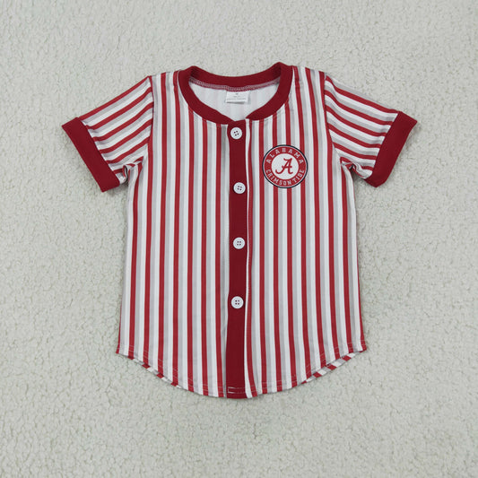 Baby Boy Kids Short Sleeves Red Grey Stripes Shirt Team Tops RTS