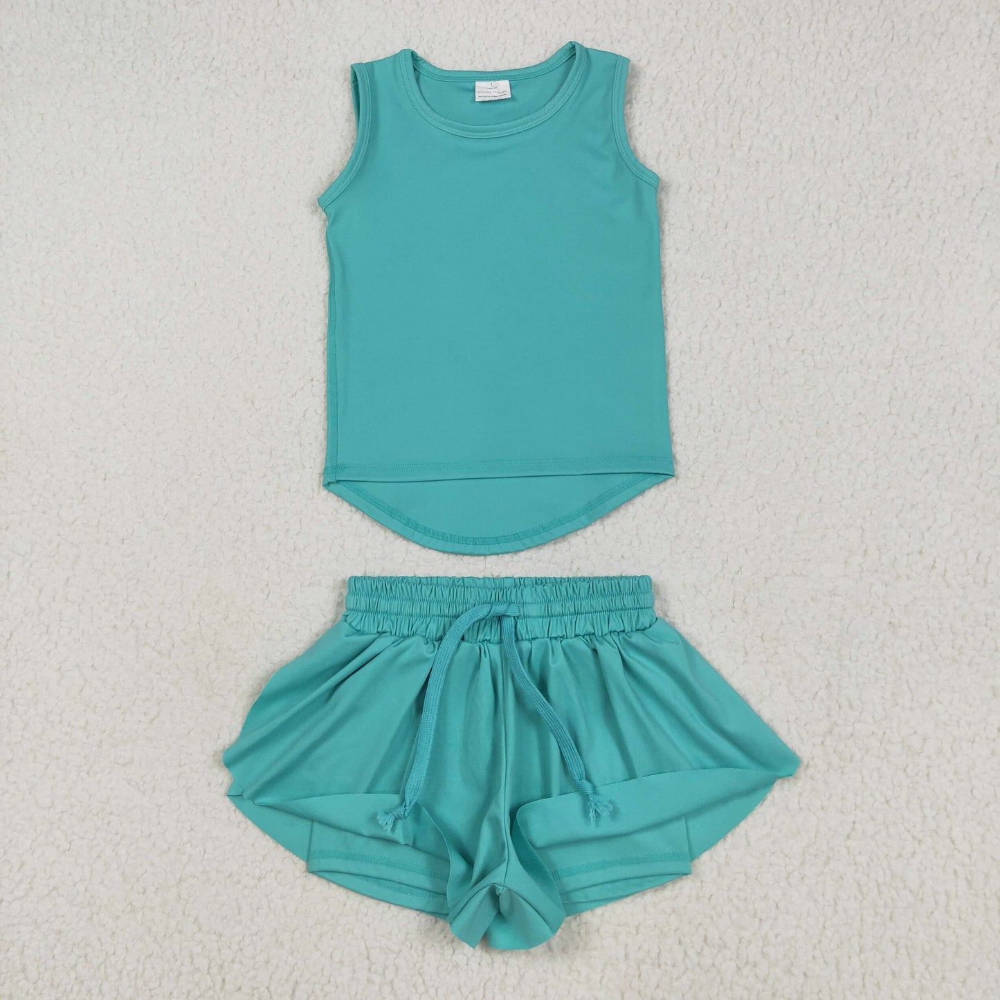Baby Girl Sleeveless Green Vest Tops Skort Yoga Active Set RTS