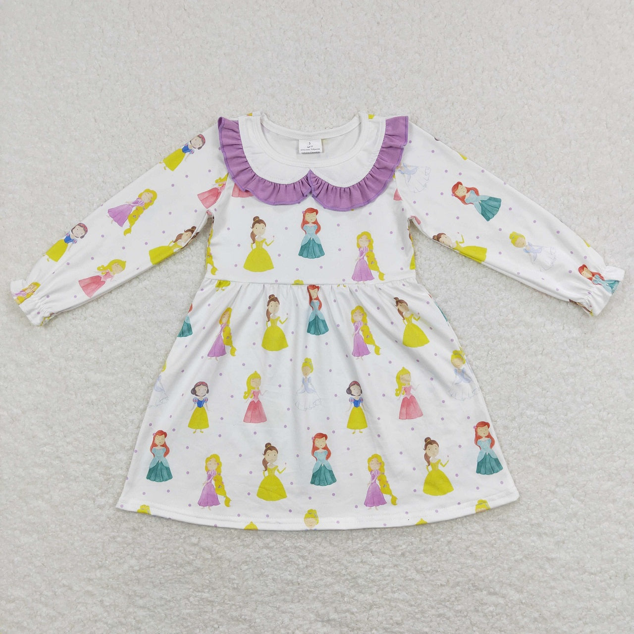 GLP0997 Baby Girl Long Sleeves Princess Tops Ruffle Purple Pants Set