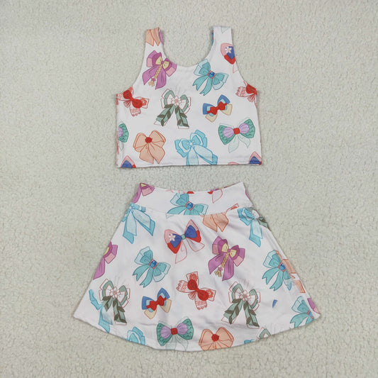 Baby Girl Princess Bows Tops Shorts Skirt Skort Yoga Active Wear Clothes Set