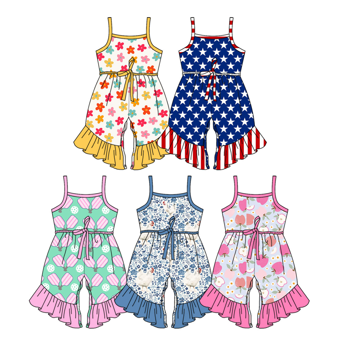 ( Moq 5 Each Style ) Sibling Baby Girls Kids Sleeveless Jumpsuits Summer Clothes