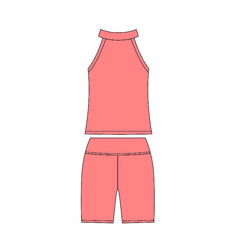 ( Moq 10 ) Baby Girl Peach Sleeveless Activity Wear Vest Tops Biking Shorts Yoga Set