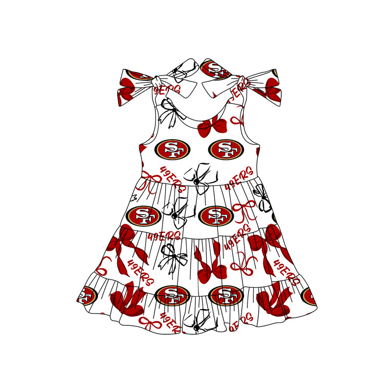 ( Moq 5 each style ) Baby Girl Toddler SF Team Bows Sibling Romper Dress Set 7.12