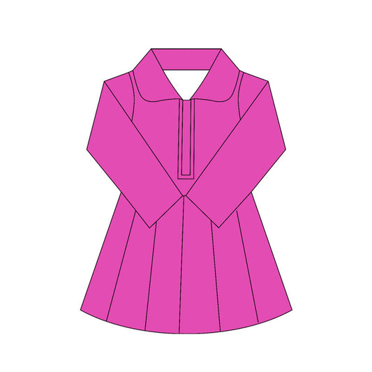 ( Moq 10 ) Baby Girl Rose Red Long Sleeves Zipper Activity Wear Yoga Knee Length Dress