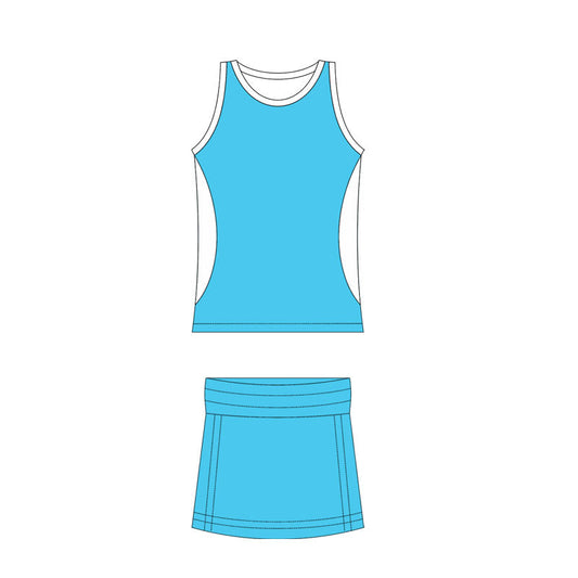 ( Moq 10 ) Baby Girl Blue Sleeveless Activity Wear Vest Tops Shorts Skirts Yoga Set
