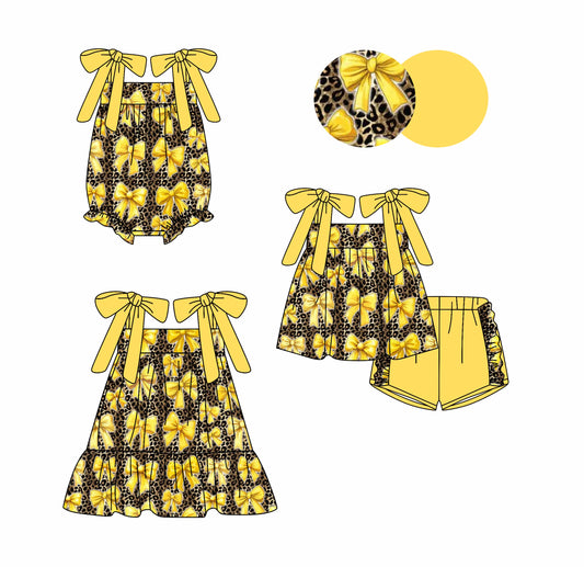 ( Moq 5 Each Style ) Baby Girl Bows Leopard Sibling Romper Dress Set 3.28